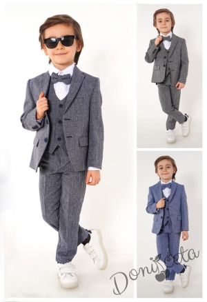 Официален детски костюм за момче от 5 части в сиво 2