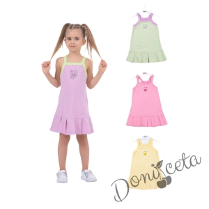 Ежедневна детска рокля без ръкав в светлолилаво и светлозелено 2