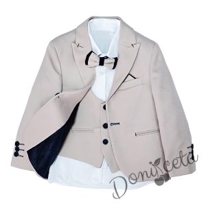 Children's formal suit of 5 elements for boys in beige with a jacket