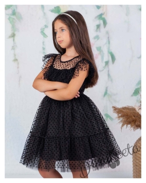Официална детска рокля в черно с дантела Кармен