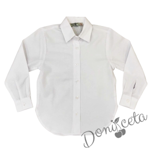 Комплект за момиче от кожени къси панталони в черно на Viki Craze риза в бяло с дълъг ръкав 2