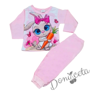 Детска пижама в розово със зайче 1