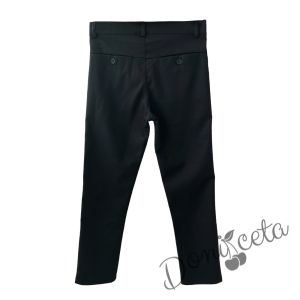 Комплект от 3 части за момче - панталон и сако в черно Contrast, риза с дълъг ръкав в светлосиньо 4