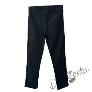 Комплект от 4 части за момче - панталон и сако в черно Contrast, риза с дълъг ръкав в светлосиньо и папийонка 5
