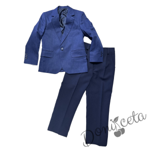 Комплект за момче от официално сако и панталон в тъмносиньо 1