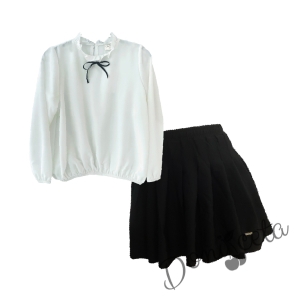 Комплект от пола в черно Мая и риза с дълъг ръкав с в бяло на Contrast