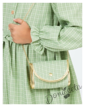 Детска рокля в зелено каре с чантичка Паулина 4