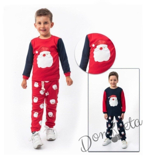 Коледна пижама за момче в червено с Дядо Коледа 56768780052