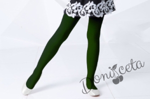Детски/бебешки чорапогащник от финна плетка в тъмнозелено 2