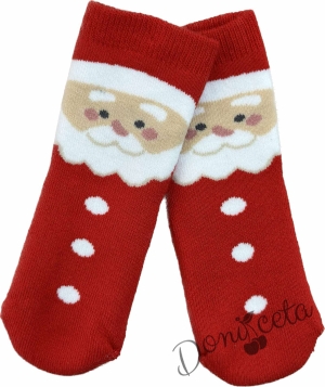 Детски коледни чорапи в червено с Дядо Коледа 49983002