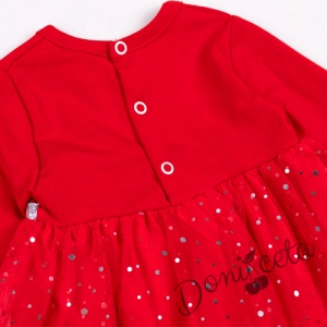 Бебешка/детска коледна рокля в червено с дълъг ръкав и еленче 532005322