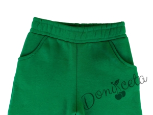 Детски ватиран комплект от дълга блуза и панталон в зелено 75900584 3