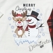Коледна детска пижама в бяло с дълъг ръкав елен и снежен човек