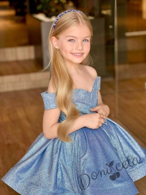 Официална детска рокля с брокат в светлосиньо Жосефина