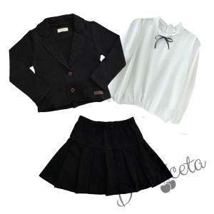 Комплект от пола и сако в черно Мари и риза с дълъг ръкав Contrast 1