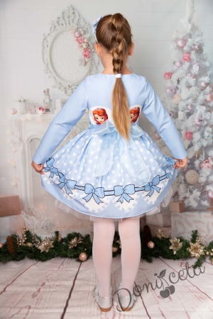 Официална детска рокля  с тюл и с принцеса София с дълъг ръкав 2