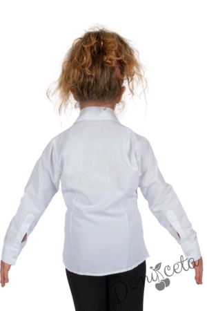 Детска риза в бяло за момиче с дълъг ръкав Нами 3