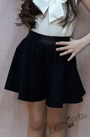 Пола-панталон за момиче в черно с ластик