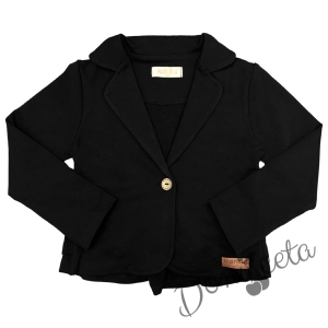 Комплект от 3 части - сако, пола плисе в черно и риза с дълъг ръкав и къдрици 4