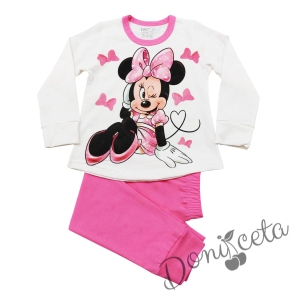 Детска пижама за момиче в бяло и розово с Мини Маус