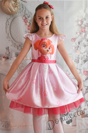 Официална детска рокля с тюл в розово със Скай от Пес Патрул