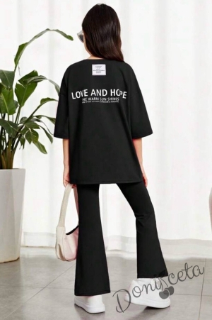 Детски комплект за момиче от 2 части- тениска и панталон LOVE AND HOPE в черно 3