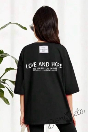 Детски комплект за момиче от 2 части- тениска и панталон LOVE AND HOPE в черно 4