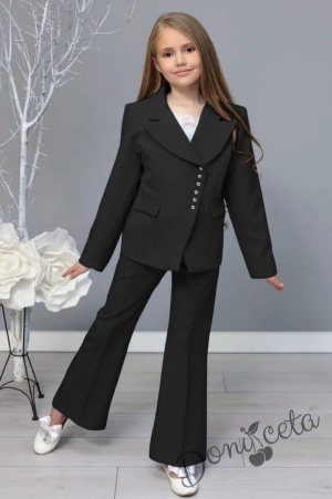 Детски комплект за момиче от 3 части- сако, панталони и потник/топ в черно Пенелопе 3
