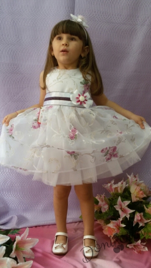 Официална детска/бебешка рокля на цветя в лилаво
