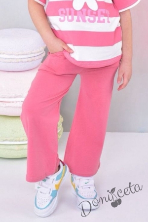 Комплект от 2 части - блуза и панталон в розово с цвете FLORIDA SUNEST 3