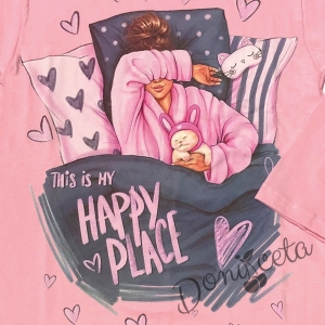 Детска пижама за момиче в розово и циклама Its my happy place 2