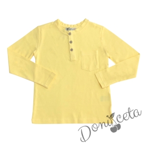Детска блуза с дълъг ръкав за момче в жълто с джоб