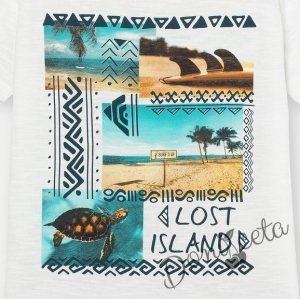  Детска тениска за момче в бяло с морски мотиви Lost Island 2