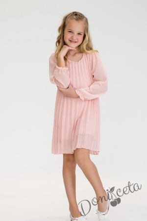 Официална/ежедневна детска рокля в розово солей Contrast 1