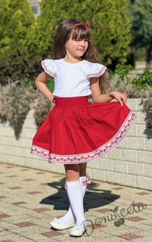Етно комплект за момиче от 4 части- пола, блузка, чорапки и диадема с фолклорни мотиви 4
