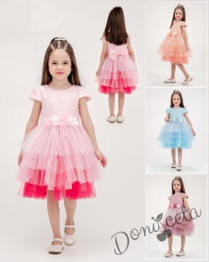 Официална детска рокля в светлосиньо с къс ръкав Ная 2