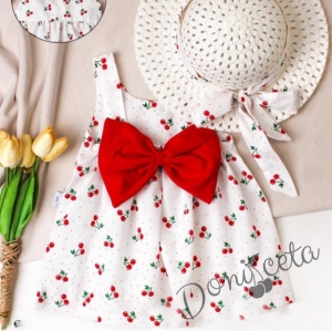 Лятна ежедневна бебешка рокля в бяло на череши 11
