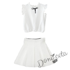 Комплект от пола в бяло и риза Contrast с черна панелка
