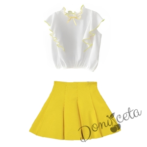 Комплект от пола в жълто и риза Contrast с жълти къдрици