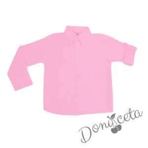  Детска риза с дълъг ръкав в розово  за момче 1