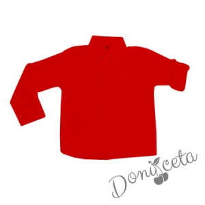  Детска риза с дълъг ръкав в червено  за момче