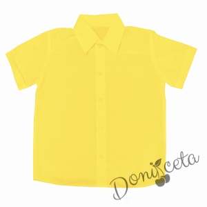  Детска риза с къс ръкав  в жълто  за момче