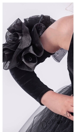 Официална детска рокля с тюл в черно Лорен
