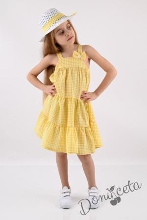 Ежедневна детска рокля в жълто с капела Раиса 1