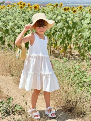 Официална или ежедневна детска рокля с къдрички в екрю 774882935