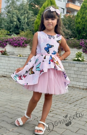 Pink girls dress with tulle