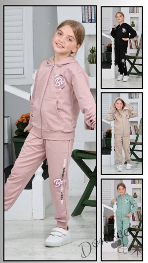 Children's sports set for girl from sweatshirt and trousers in rose ash