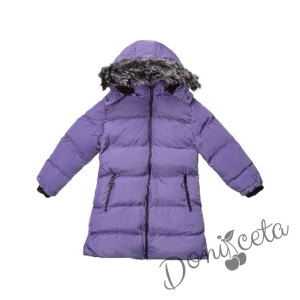 Winter  jacket in ruspberry colour with a hood