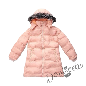 Winter  jacket in ruspberry colour with a hood