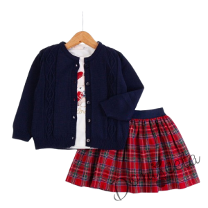 Set of a skirt and a jacket in red